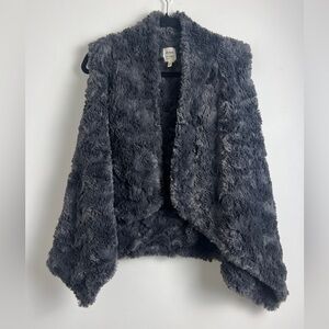 Dylan Medium Gray True Grit Silky Faux Fur Draped Open Front Vest